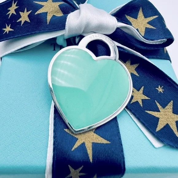 VERY RARE XL Blue Enamel Return to Tiffany Heart Charm Pendant with Packaging - Picture 3 of 10